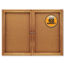 Quartet Oak Frame 2Door Enclosed Cork Bulletin Brd