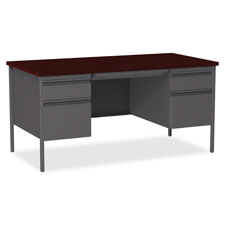 Lorell Fortress Series Mahogany Laminate Top Desk