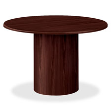 HON Preside Mahogany Laminate Cylinder Base Table