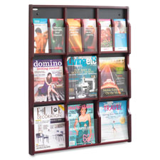 Safco 9 Magazine/18 Pamphlet Wood Literature Rack