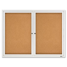 Quartet Enclosed Cork 2-Door Framed Bulletin Brd