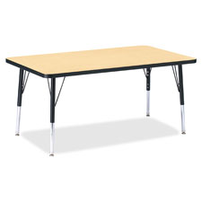 Jonti-Craft Elem.Ht Maple Top Blk Edge Rect. Table