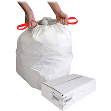 Genuine Joe White Flex Drawstring Trash Liners