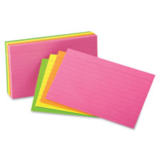 Oxford Assorted Glow Ruled Index Cards