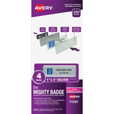 Avery Mighty Badge System Laser Silver Name Tags