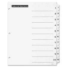 Avery B/W Print Table of Contents Tab Dividers