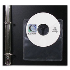 C-Line Self-Adhesive CD/DVD Poly Holders