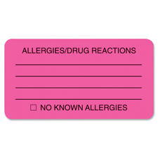 Tabbies ALLERY/DRUG REACTIONS Alert Labels