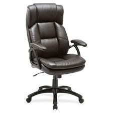 Lorell Black Base High-back Leather Chair