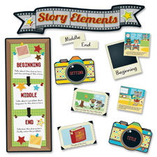 Carson Hipster Story Elements Bulletin Board Set