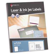 Maco White Full-sheet Shipping Labels