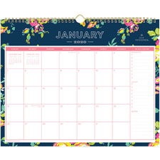 Blue Sky Day Designer Navy Floral Wall Calendar