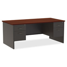 Lorell Mahogany Laminate/Charcoal Modular Desking