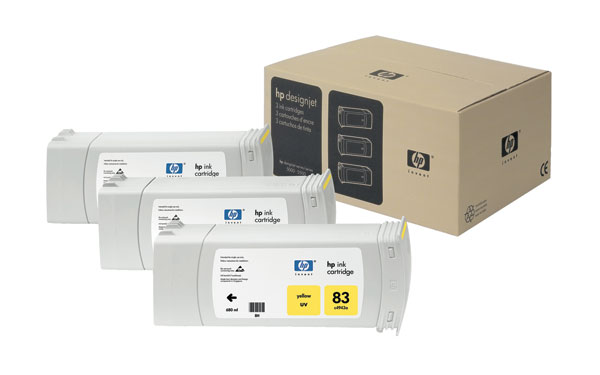 HP C5075A (HP 83) UV Yellow OEM Inkjet Cartridge (3-Ink Multipack)