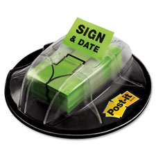 3M Post-it 1" Sign/Date Flags w/ Grip Dispenser