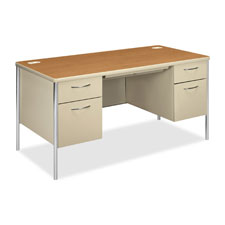 HON Mentor Srs Harvest Laminate Dble Pedestal Desk