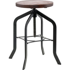 Lorell Wood Seat Industrial Swivel Stool