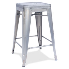 Lorell Silver Metal Stool