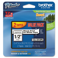 Brother 1/2" BK/WE TZe Laminated Tape Value Pack