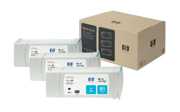 HP C5067A (HP 81) Cyan OEM Dye (3-Ink Multipack)