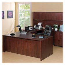 Lorell Essentials Mahogany Laminate Desking