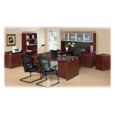 Lorell Ascent Mahogany Laminate Desking