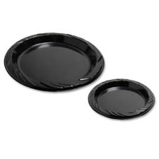 Genuine Joe Black Round Plastic Plates