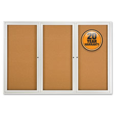 Quartet Framed 3-door Enclosed Cork Bulletin Brd