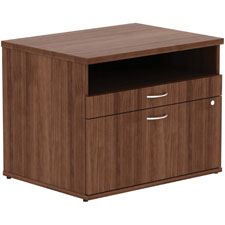 Lorell Walnut Open Shelf File Cabinet Credenza