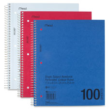 Mead 1-Subject Perforated College Ruled Notebook