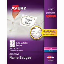 Avery Gold Metallic Border Adhesive Name Badges