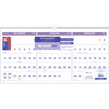 At-A-Glance Recycled 3-Mth Horizntl Wall Calendar