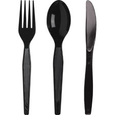 Dixie Foods Heavyweight Black Plastic Cutlery