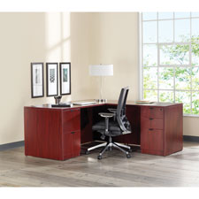 Lorell Prominence Series Mahogany Laminate Desking