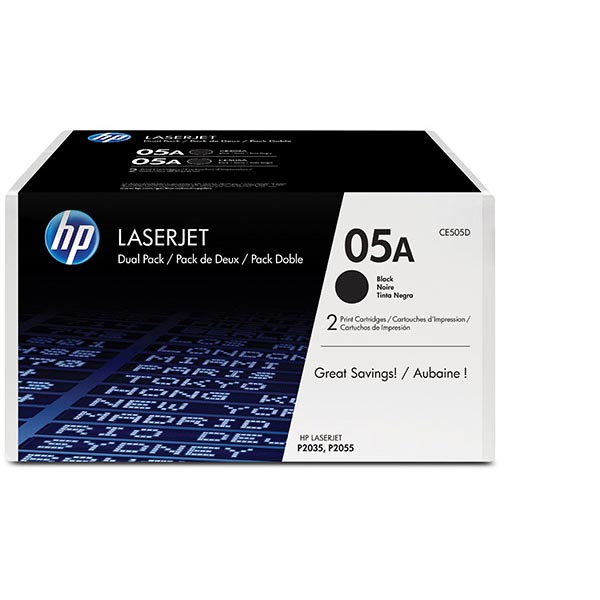 HP CE505AD (HP 05A) Black OEM Toner Cartridge (Dual Pack)