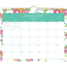 Blue Sky Day Designer White Floral Wall Calendar