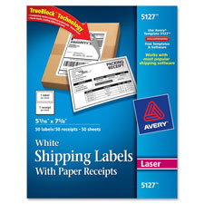 Avery White Shipping Labels w/ Receipt